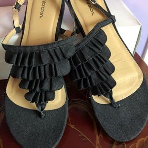 Denim Ruffled Sandals